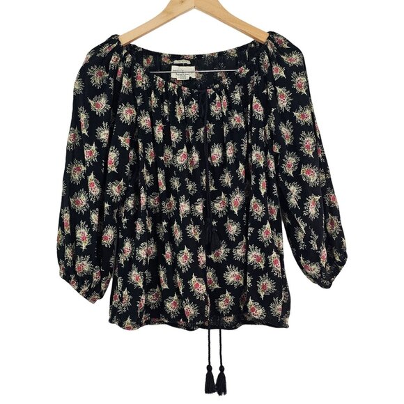 Denim & Supply Tops - Ralph Lauren Denim & Supply Sz S Floral Peasant Blouse Gauze Boho Top Tassels